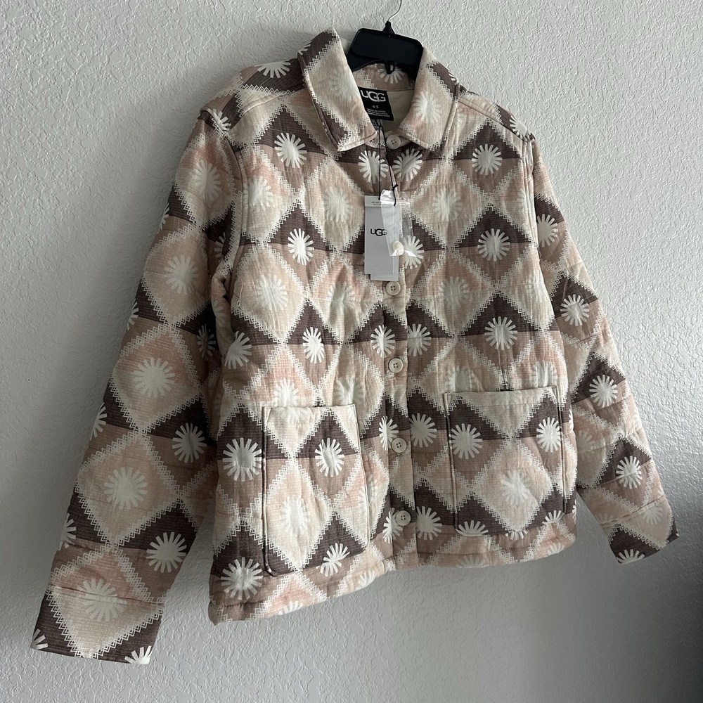UGG Patterned Jacket in Brown and Cream